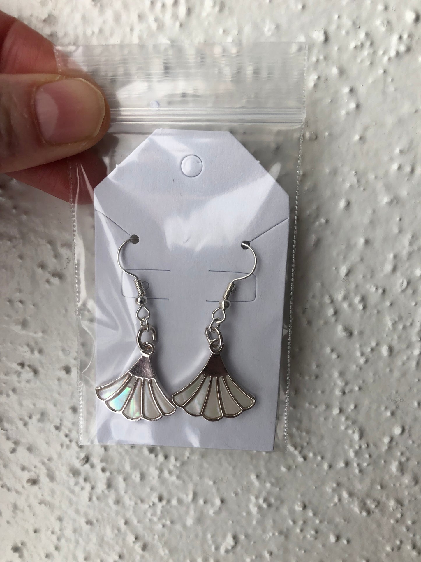 Art Deco Mother of pearl fan earrings