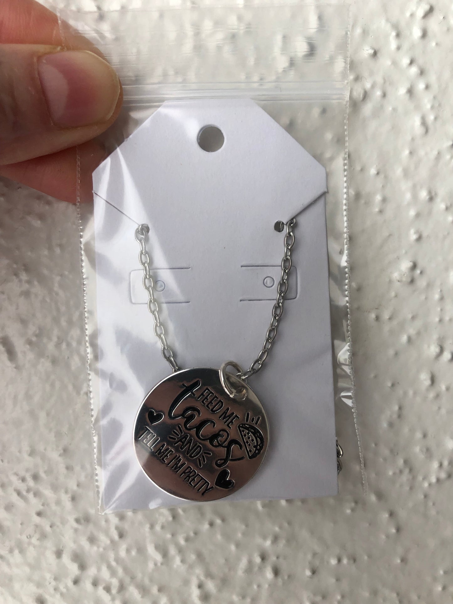 Feed me tacos pendant necklace