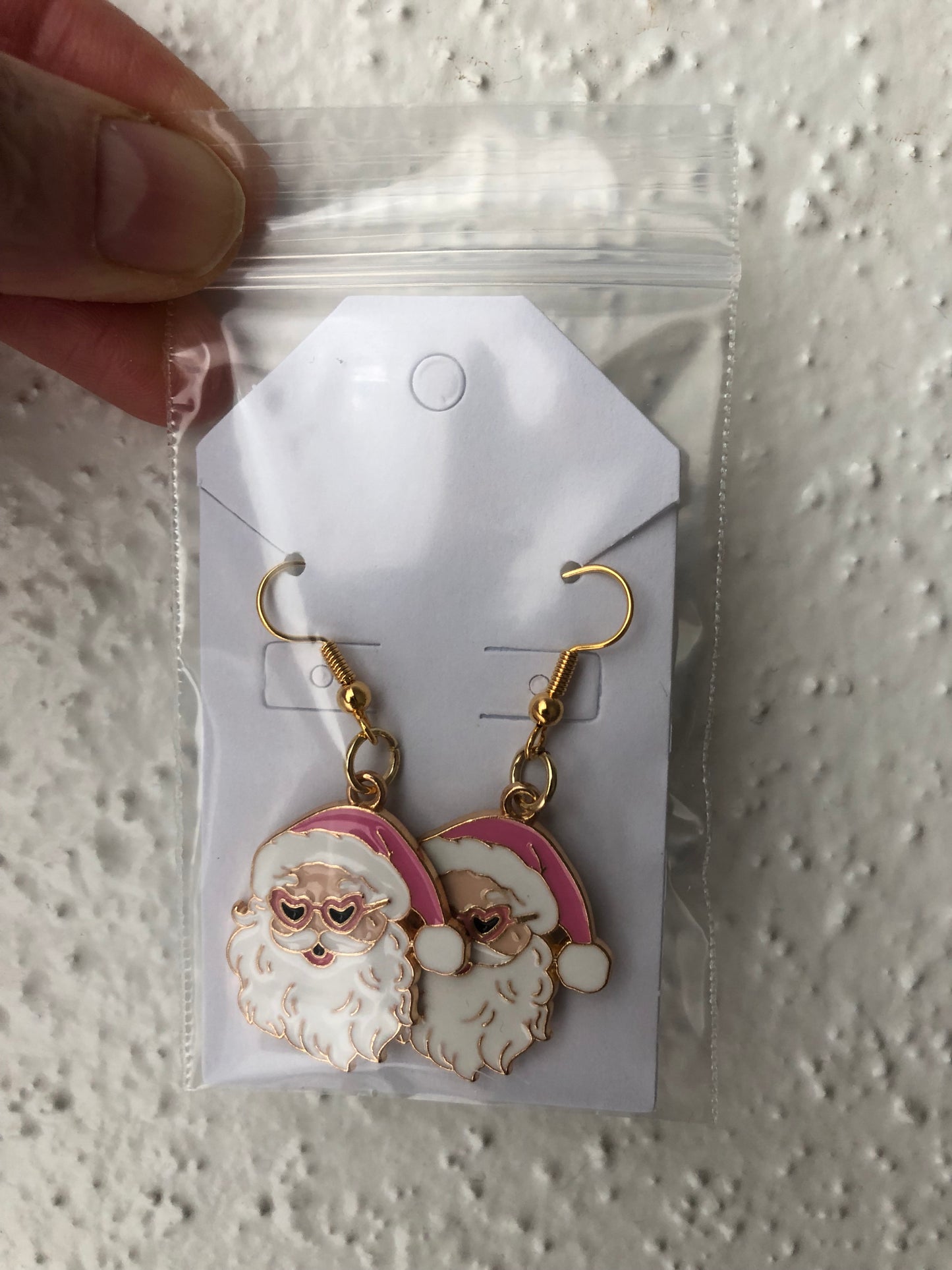 Pink Santa earrings