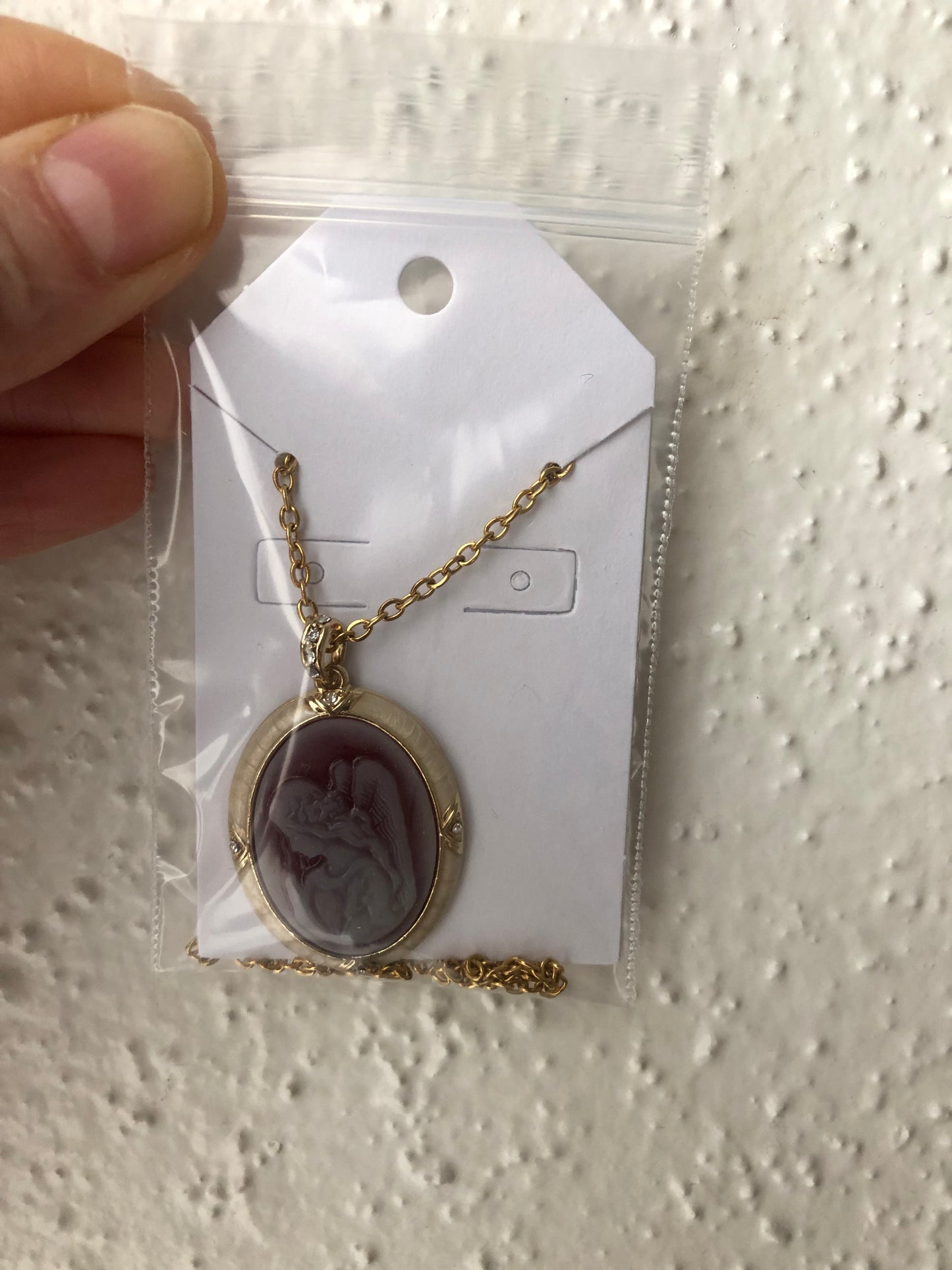 Praying angel cameo necklace