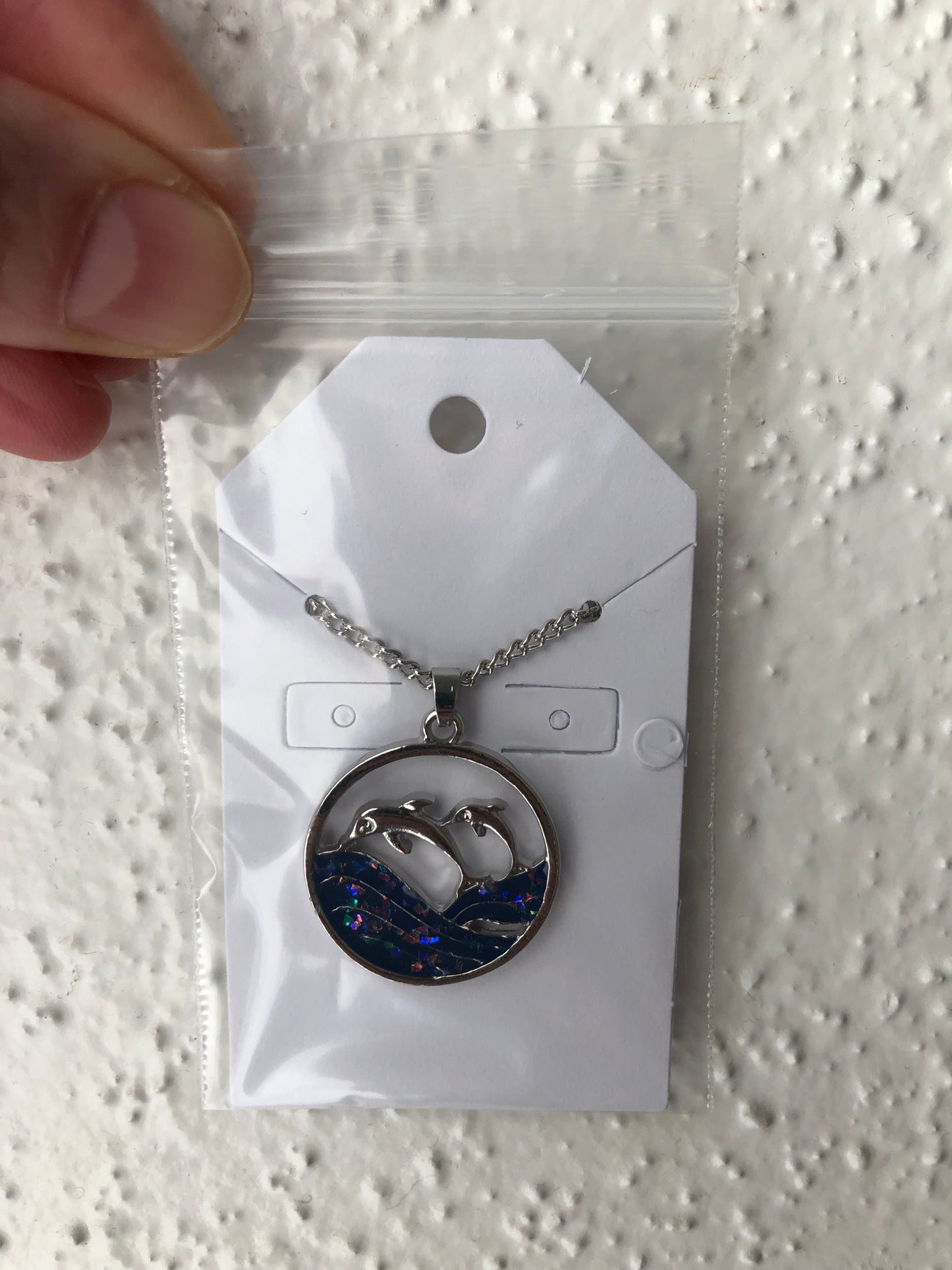 Dolphin mother and son necklace