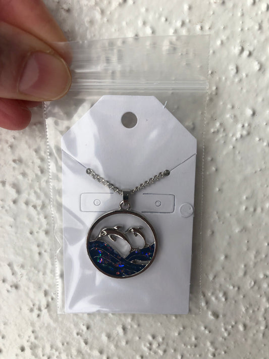 Dolphin mother and son necklace
