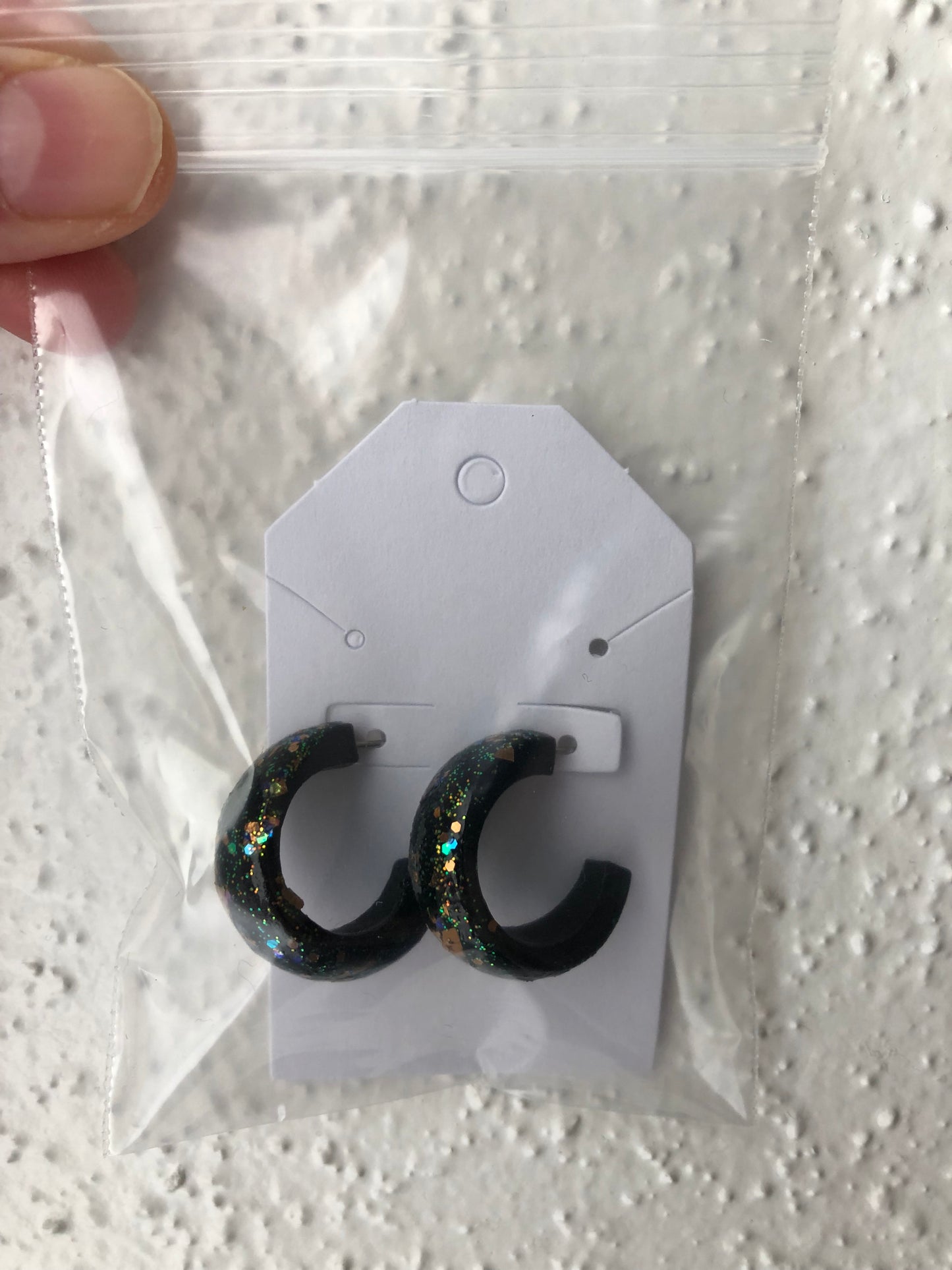 Hand painted galaxy wooden hoop earrings