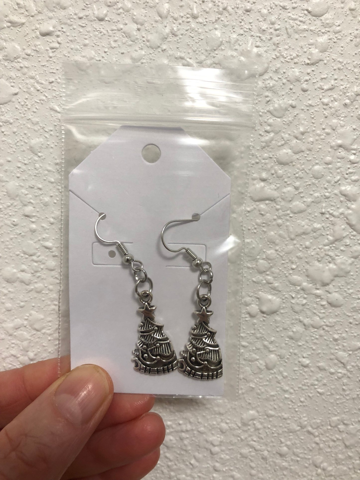Christmas ornament earrings on silver
