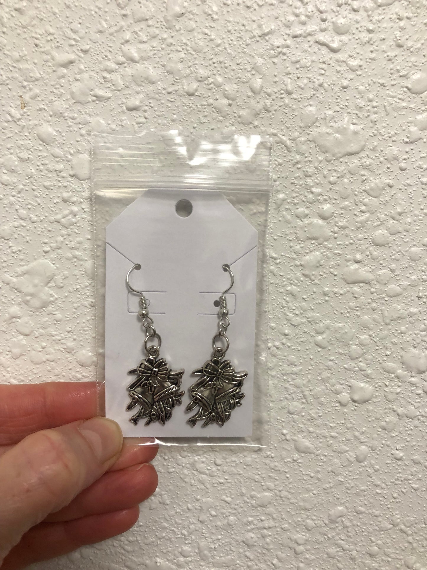 Christmas ornament earrings on silver