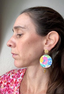 Watercolor floral with glass beads.