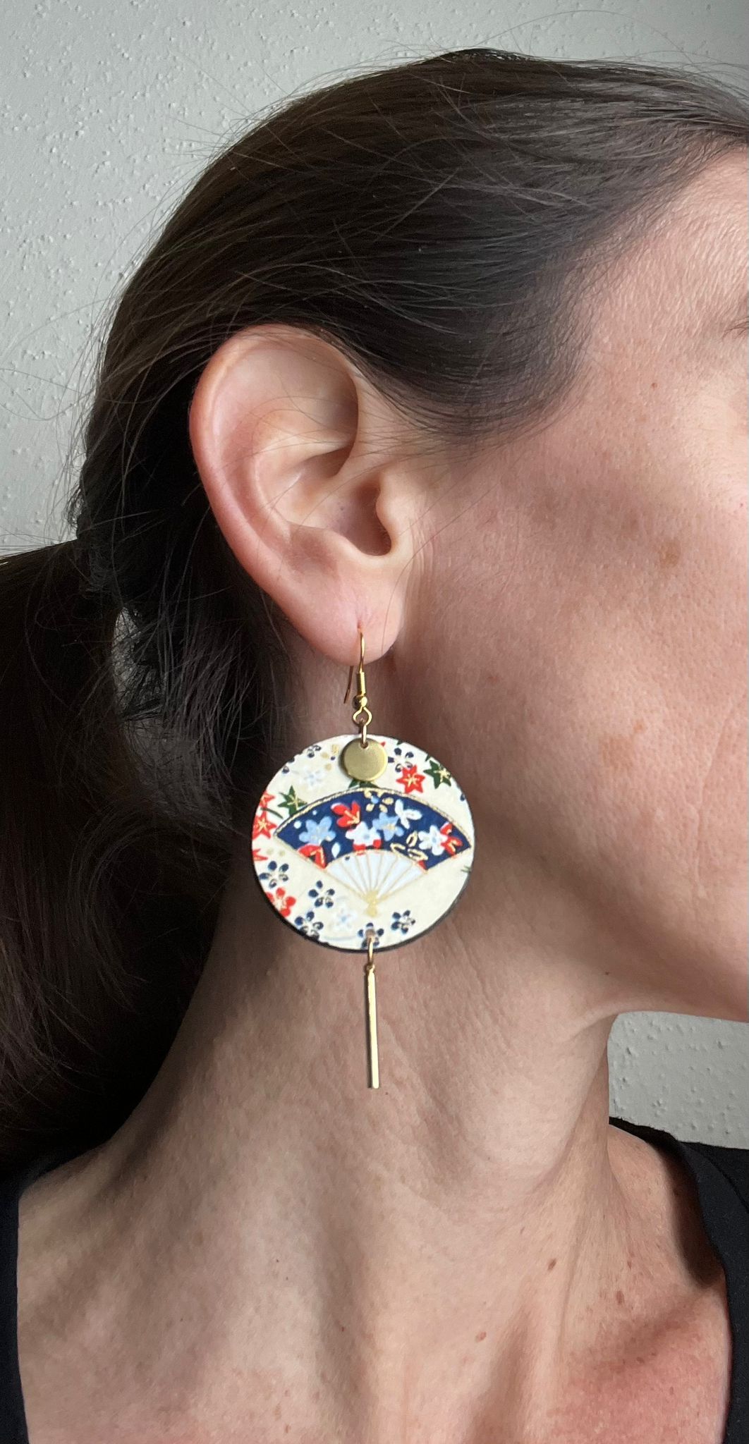 Bamboo folding fan earrings