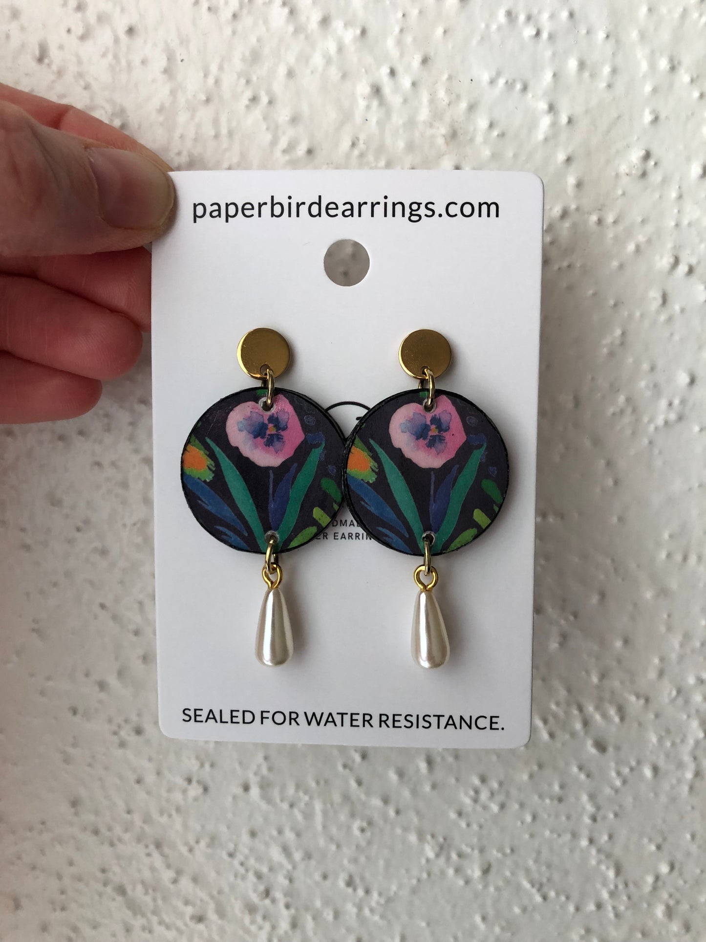 handmade paper bird earrings