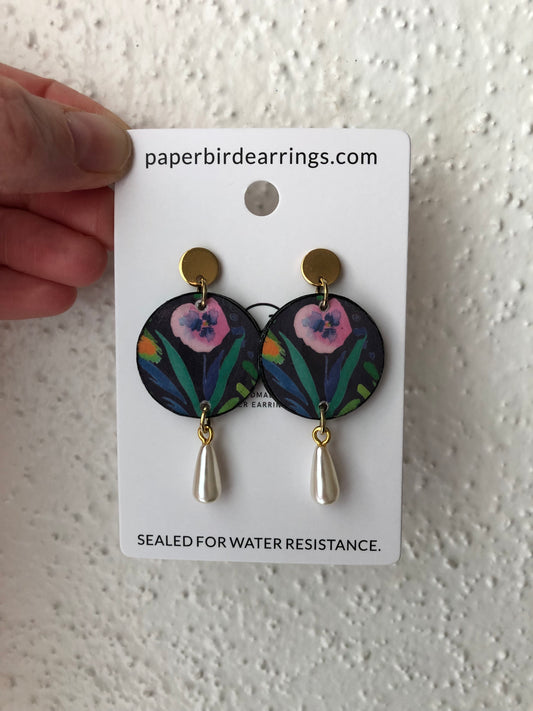 handmade paper bird earrings