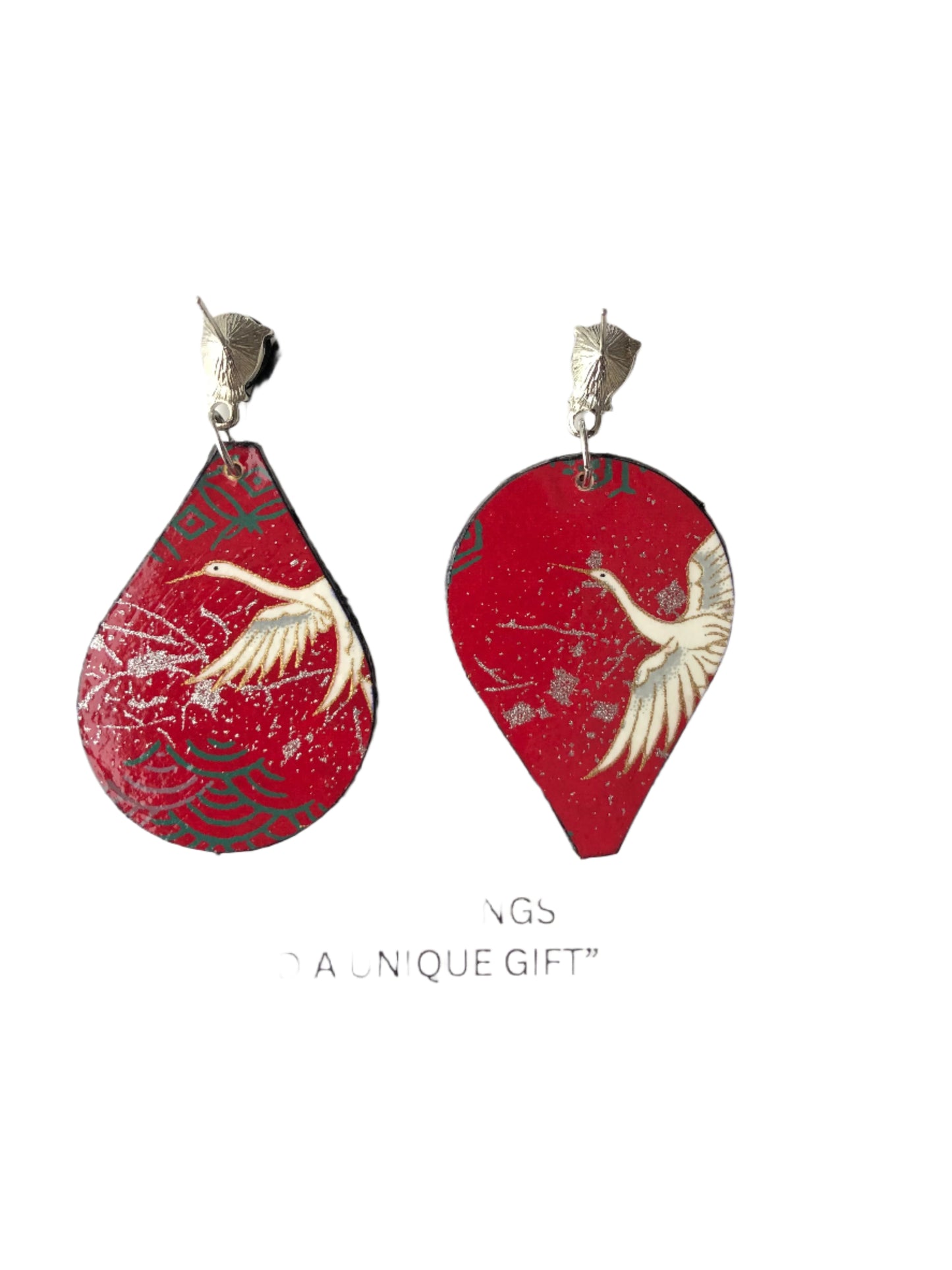 White crane on red
